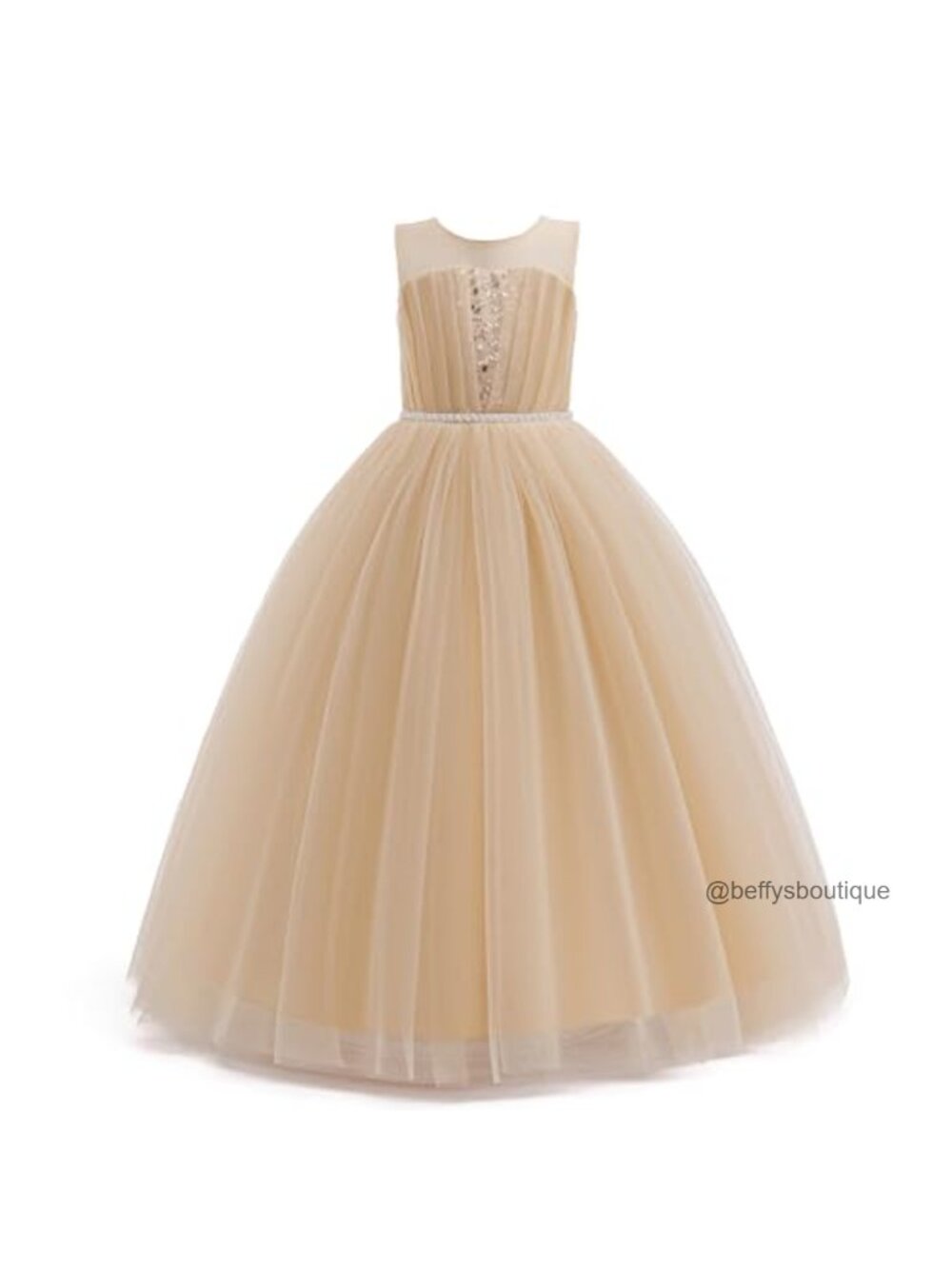 Girls Formal Tulle Dress Long Handmade Flower Girl Gown Party